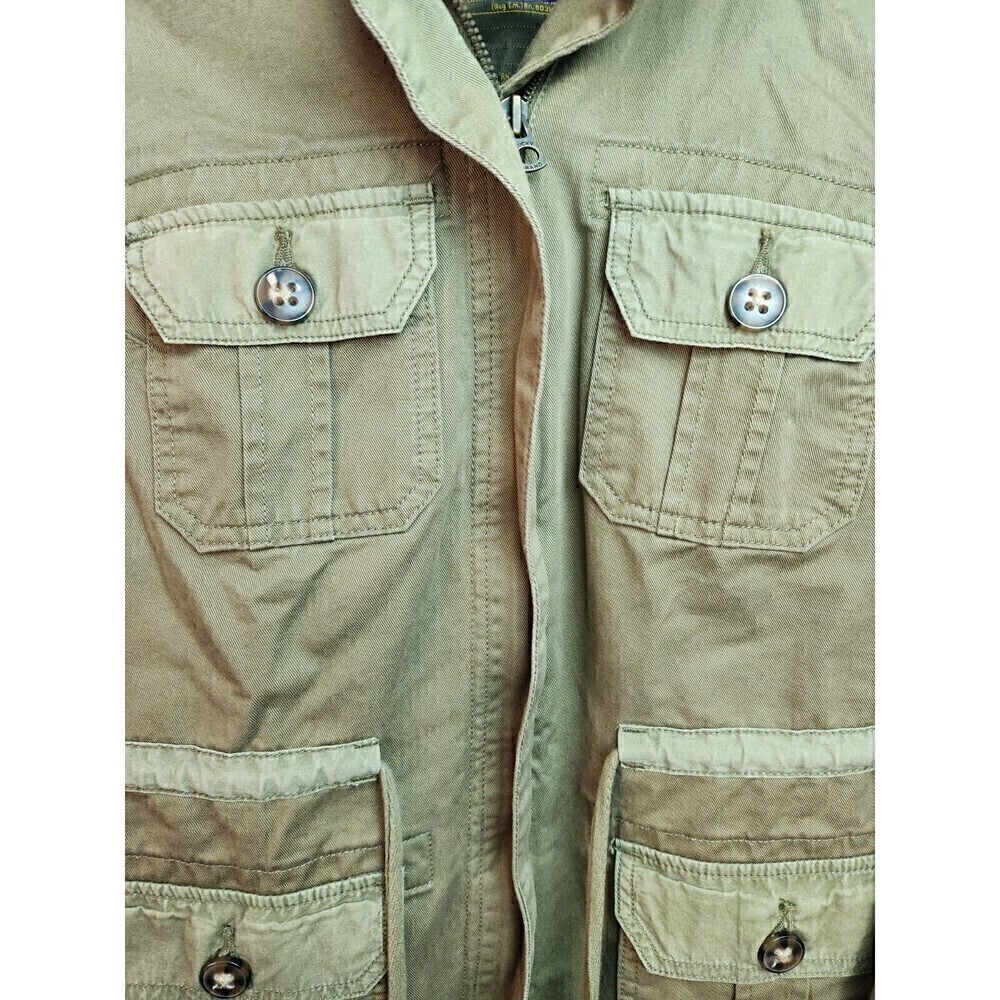 Lucky Brand Womens/Mens Military Field Jacket Hood Full Zip Olive Green Y2K - Picture 3 of 9